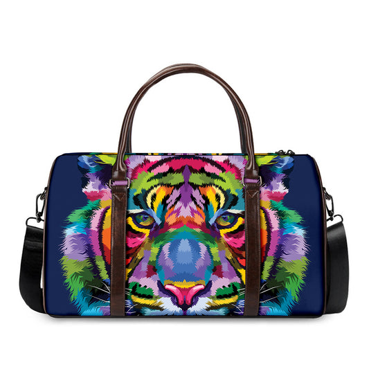 Colorful Tiger Portrait Print Duffle Bag