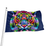 Colorful Tiger Portrait Print Flag