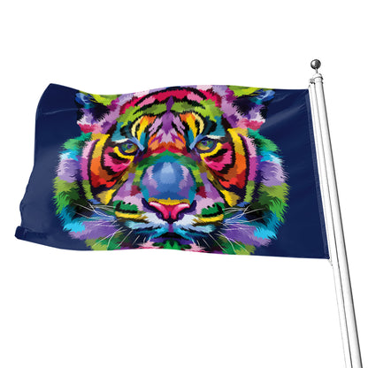 Colorful Tiger Portrait Print Flag
