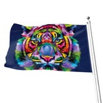 Colorful Tiger Portrait Print Flag