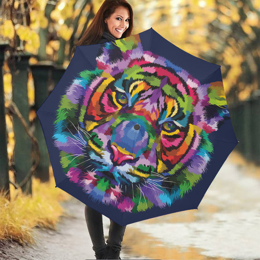 Colorful Tiger Portrait Print Foldable Umbrella