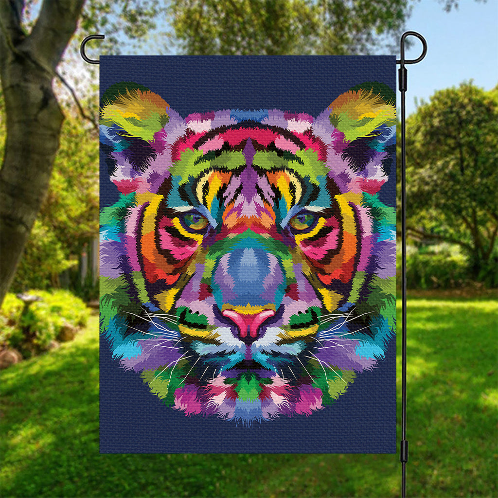 Colorful Tiger Portrait Print Garden Flag