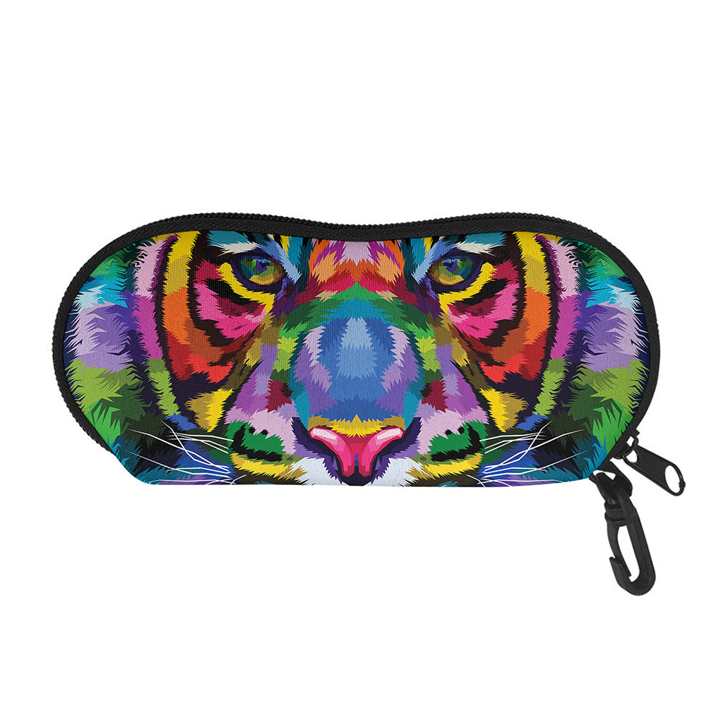 Colorful Tiger Portrait Print Glasses Case