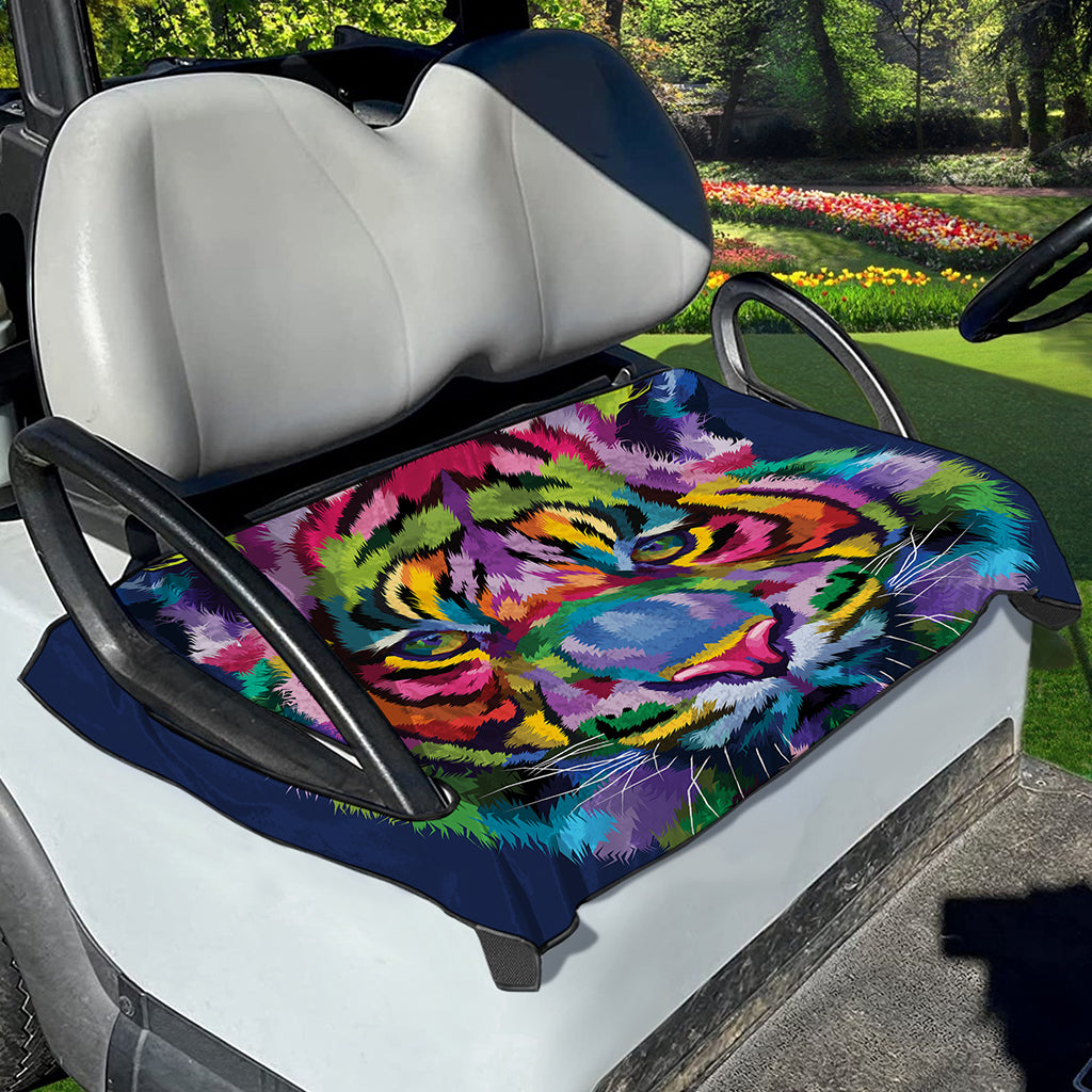 Colorful Tiger Portrait Print Golf Cart Seat Cover