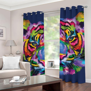 Colorful Tiger Portrait Print Grommet Curtains