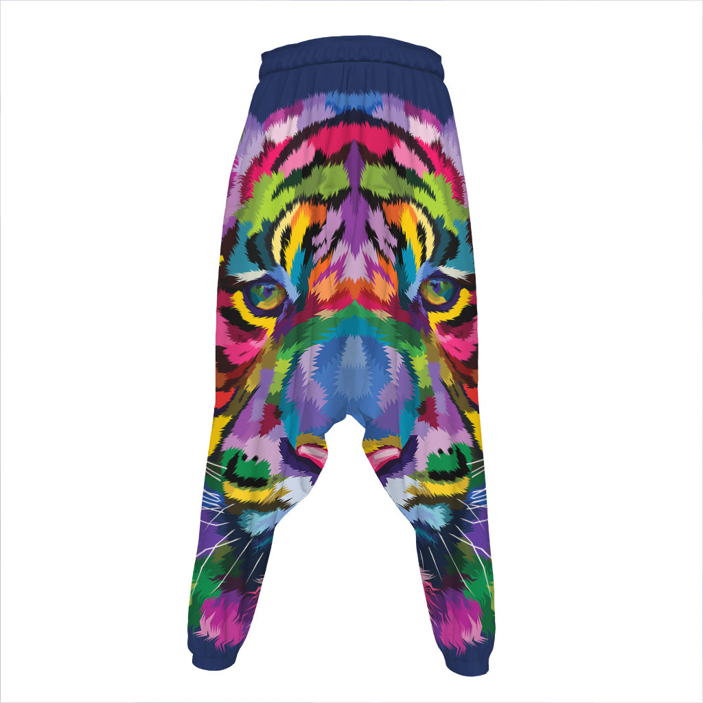 Colorful Tiger Portrait Print Hammer Pants