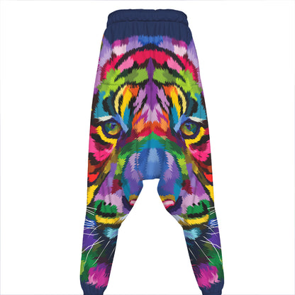 Colorful Tiger Portrait Print Hammer Pants