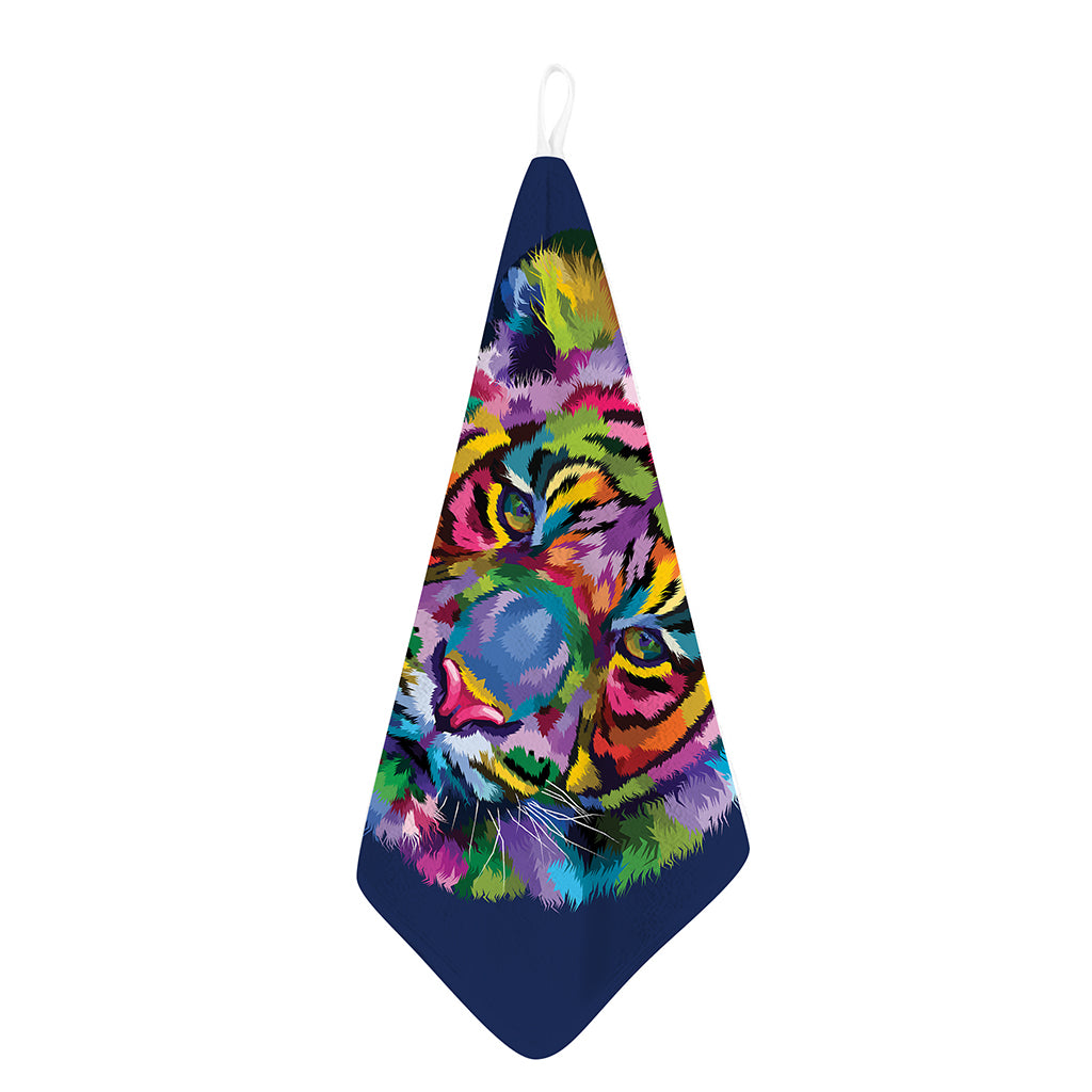 Colorful Tiger Portrait Print Hand Towel