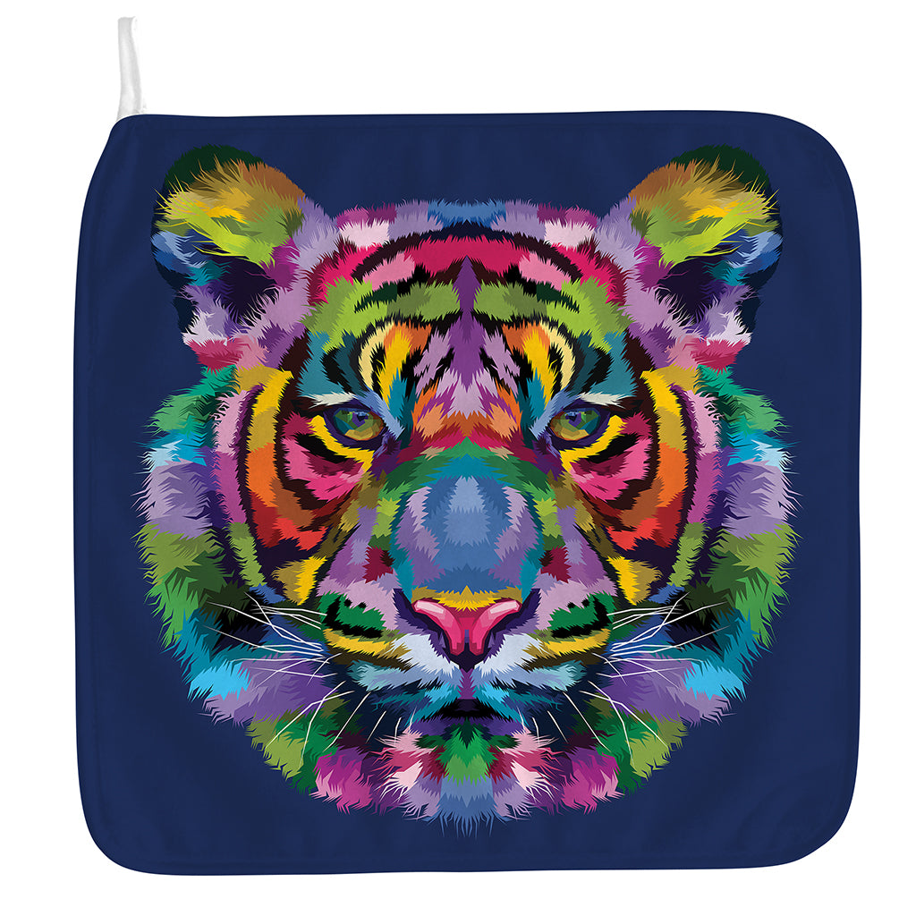 Colorful Tiger Portrait Print Hand Towel