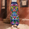 Colorful Tiger Portrait Print Harem Pants