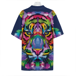 Colorful Tiger Portrait Print Hawaiian Shirt