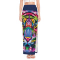 Colorful Tiger Portrait Print High Slit Maxi Skirt