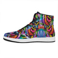 Colorful Tiger Portrait Print High Top Leather Sneakers