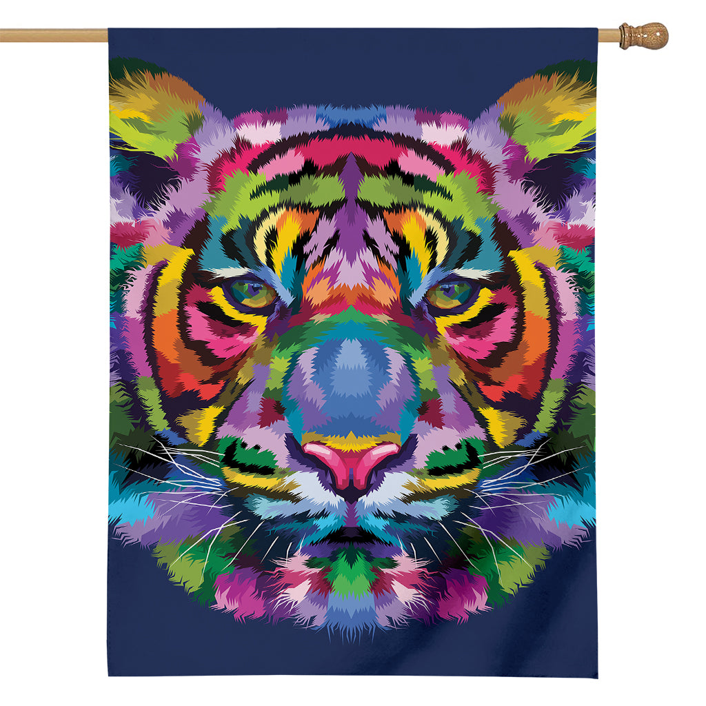 Colorful Tiger Portrait Print House Flag
