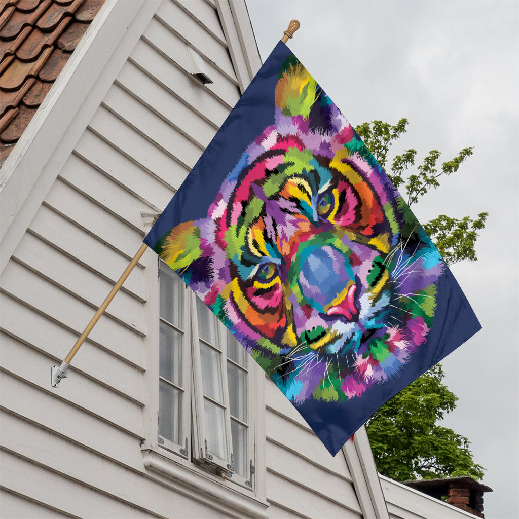 Colorful Tiger Portrait Print House Flag