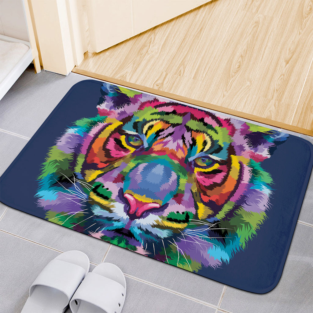 Colorful Tiger Portrait Print Indoor Door Mat