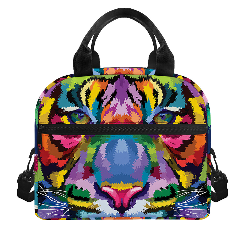 Colorful Tiger Portrait Print Insulated Lunch Bag