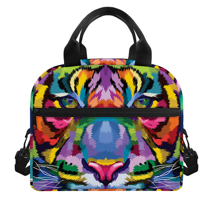 Colorful Tiger Portrait Print Insulated Lunch Bag