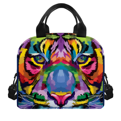 Colorful Tiger Portrait Print Insulated Lunch Bag