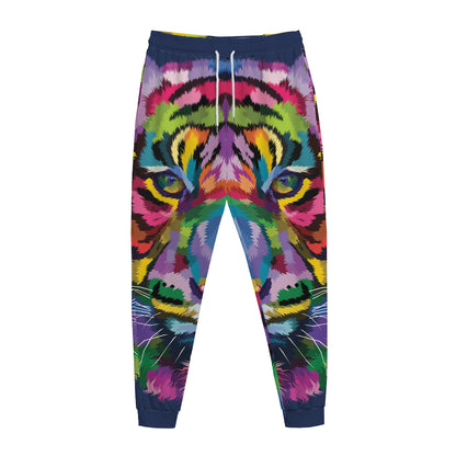 Colorful Tiger Portrait Print Jogger Pants
