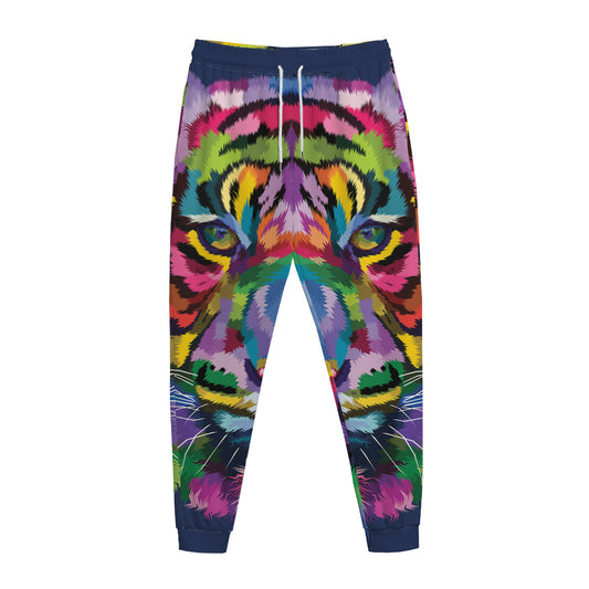 Colorful Tiger Portrait Print Jogger Pants