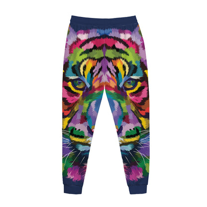 Colorful Tiger Portrait Print Jogger Pants