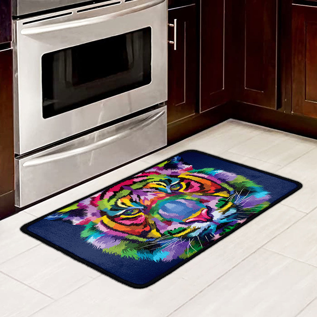 Colorful Tiger Portrait Print Kitchen Mat