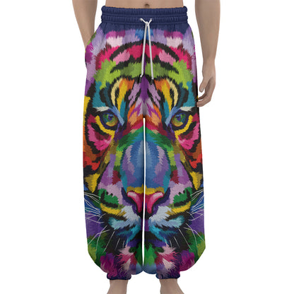 Colorful Tiger Portrait Print Lantern Pants