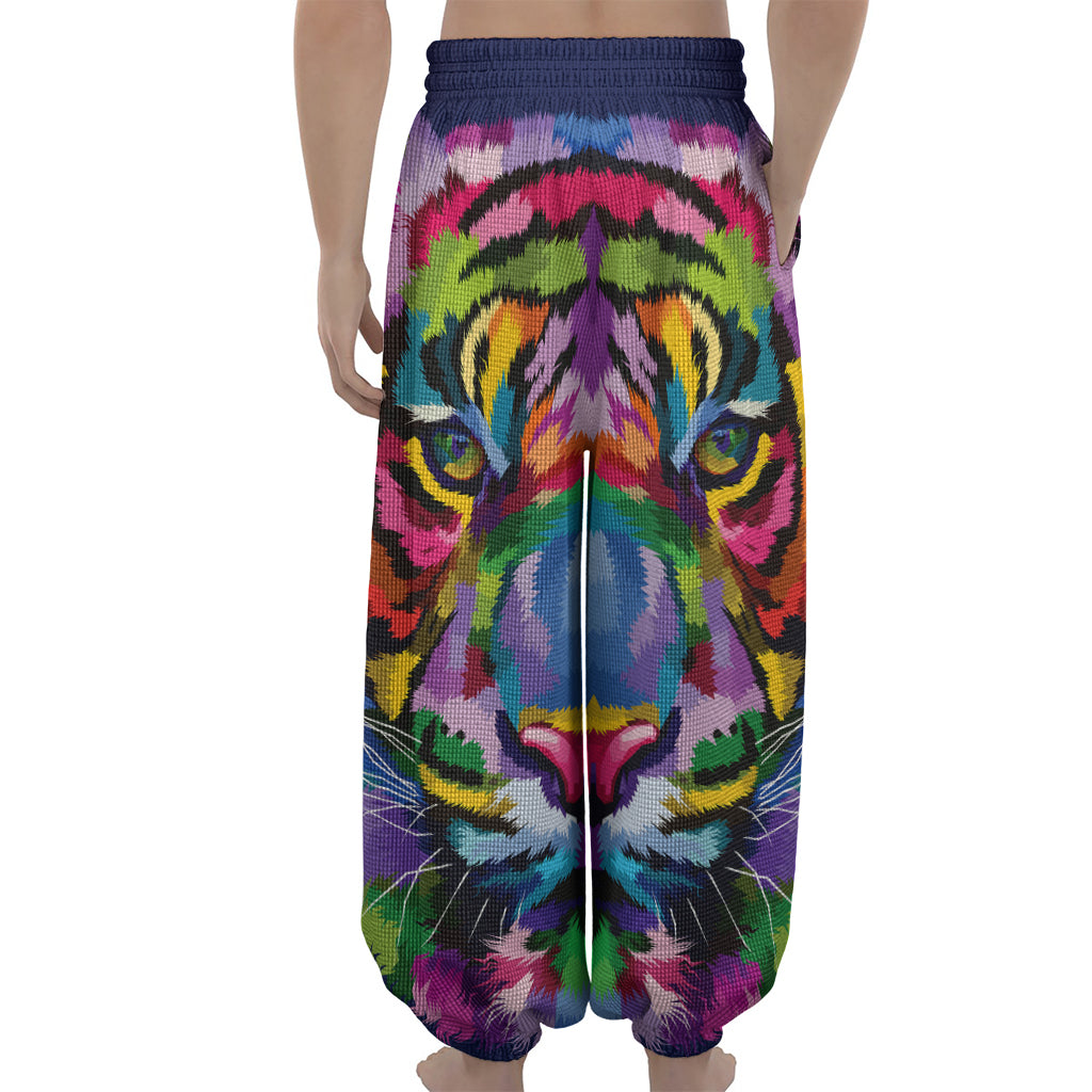 Colorful Tiger Portrait Print Lantern Pants