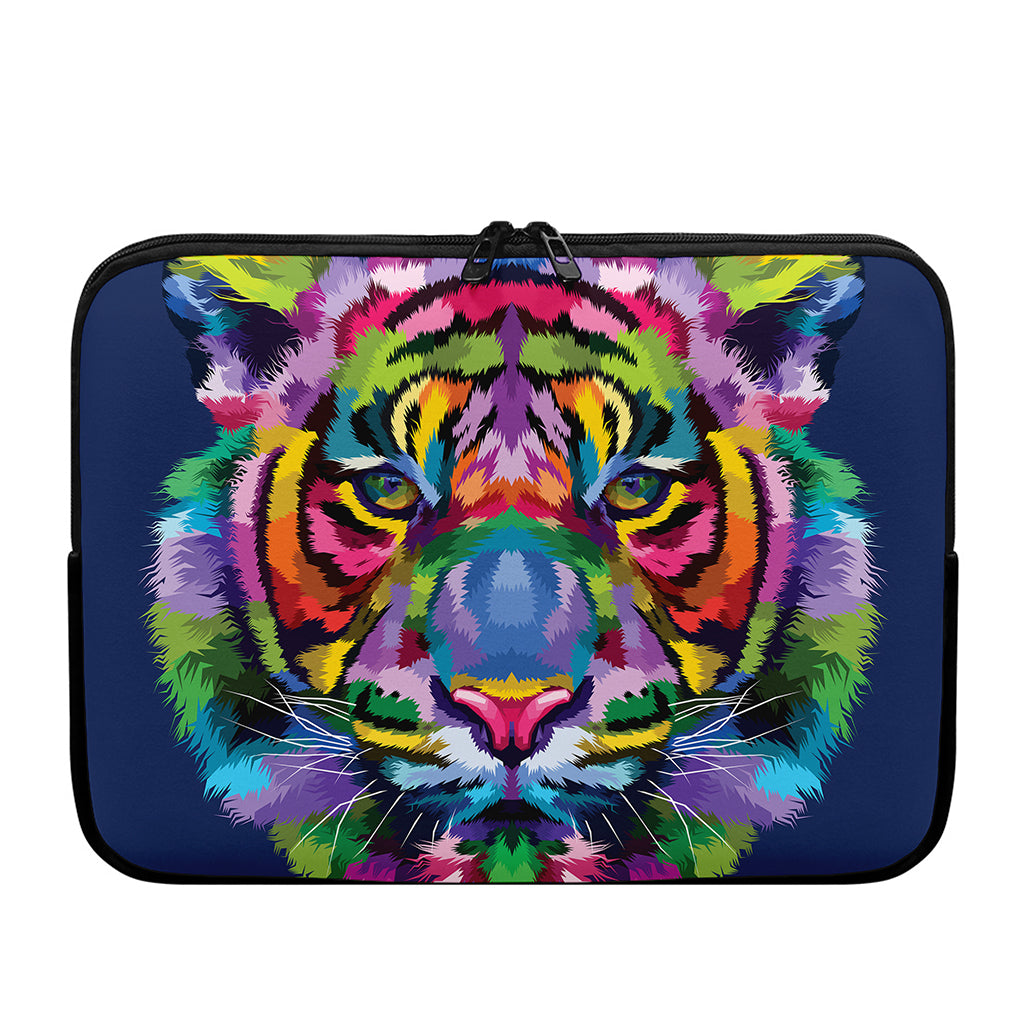 Colorful Tiger Portrait Print Laptop Sleeve
