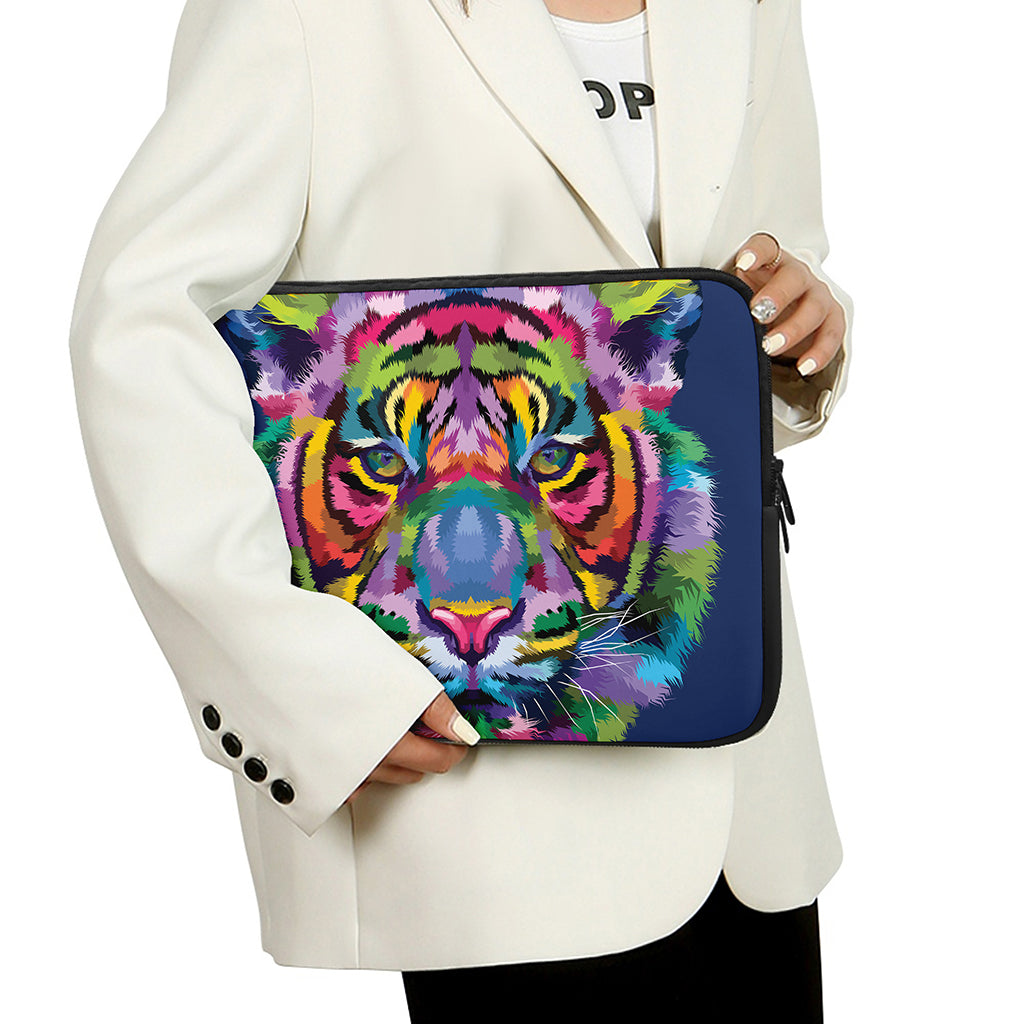 Colorful Tiger Portrait Print Laptop Sleeve