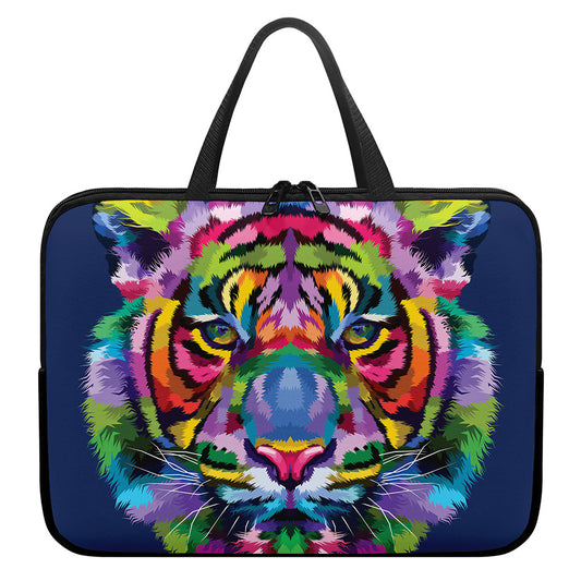 Colorful Tiger Portrait Print Laptop Sleeve With Handle
