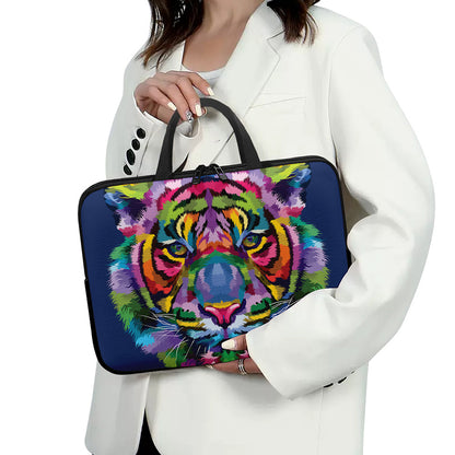 Colorful Tiger Portrait Print Laptop Sleeve With Handle