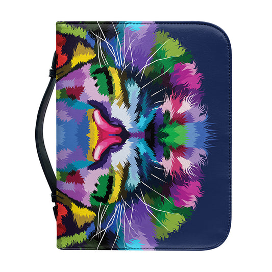 Colorful Tiger Portrait Print Leather Bible Cover