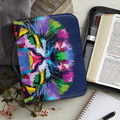 Colorful Tiger Portrait Print Leather Bible Cover