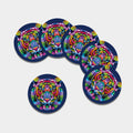 Colorful Tiger Portrait Print Leather Coaster Set