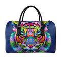 Colorful Tiger Portrait Print Leather Duffel Bag