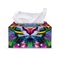 Colorful Tiger Portrait Print Leather Tissue Box Cover