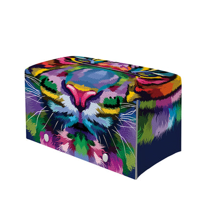 Colorful Tiger Portrait Print Leather Tissue Box Cover