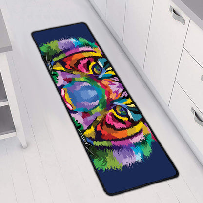 Colorful Tiger Portrait Print Long Kitchen Mat