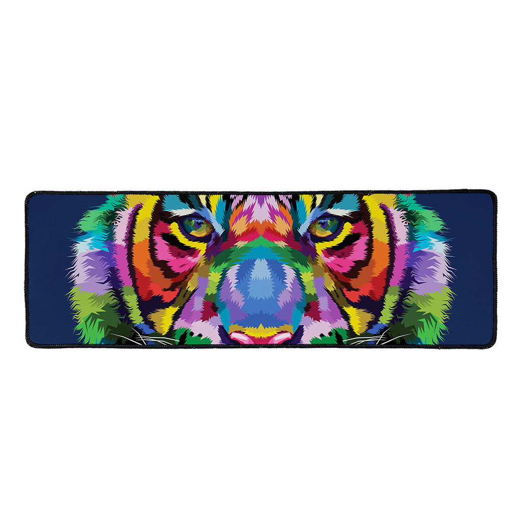 Colorful Tiger Portrait Print Long Kitchen Mat