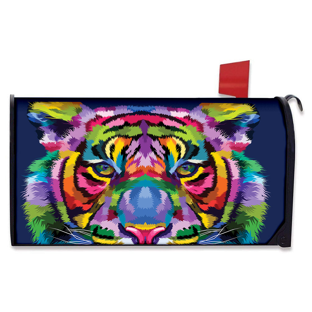 Colorful Tiger Portrait Print Mailbox Cover
