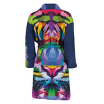 Colorful Tiger Portrait Print Men's Bathrobe