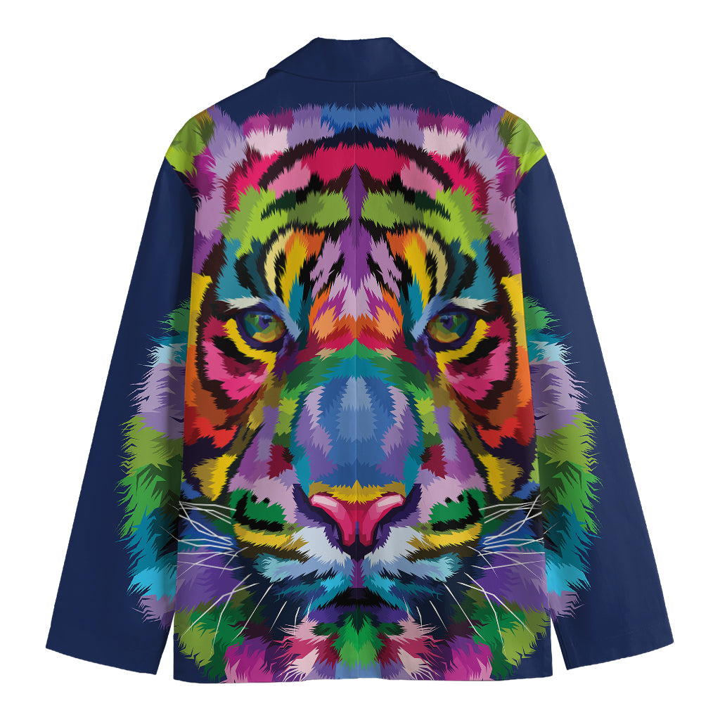 Colorful Tiger Portrait Print Men's Blazer