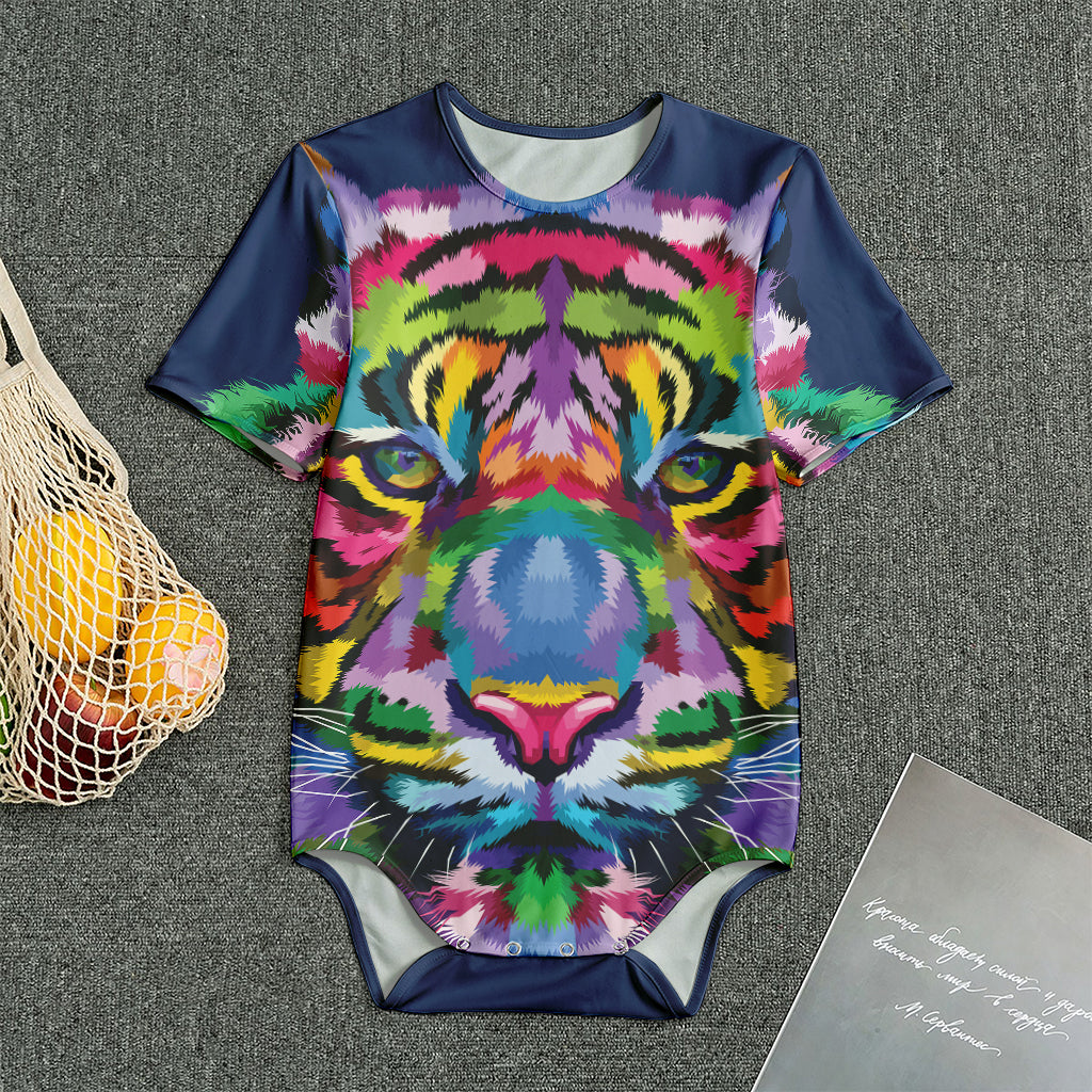 Colorful Tiger Portrait Print Men's Bodysuit