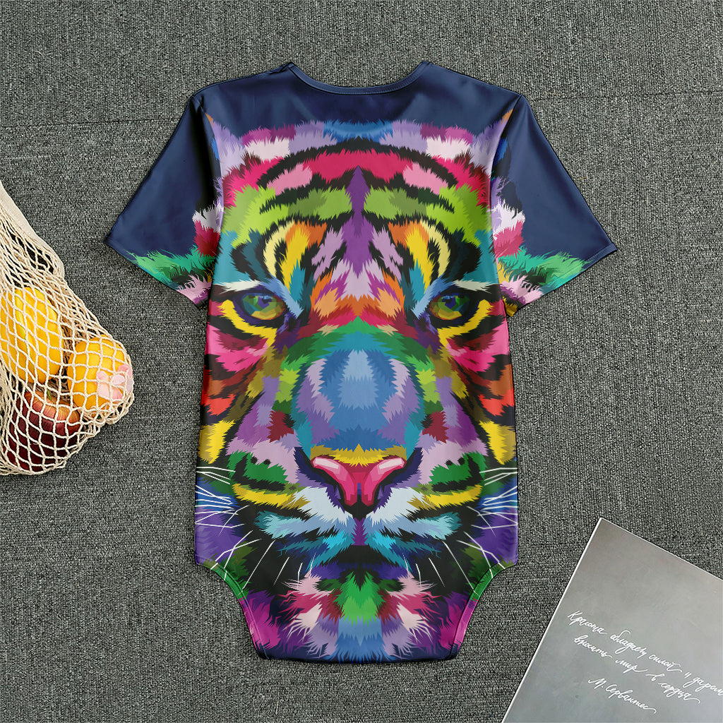 Colorful Tiger Portrait Print Men's Bodysuit