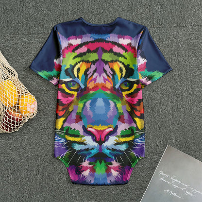 Colorful Tiger Portrait Print Men's Bodysuit