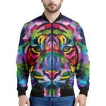 Colorful Tiger Portrait Print Men's Bomber Jacket