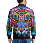 Colorful Tiger Portrait Print Men's Bomber Jacket
