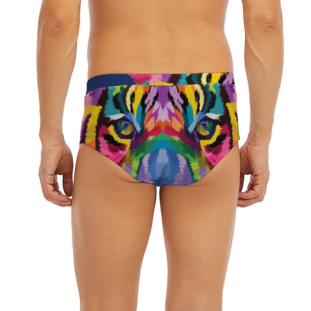 Colorful Tiger Portrait Print Men's Briefs